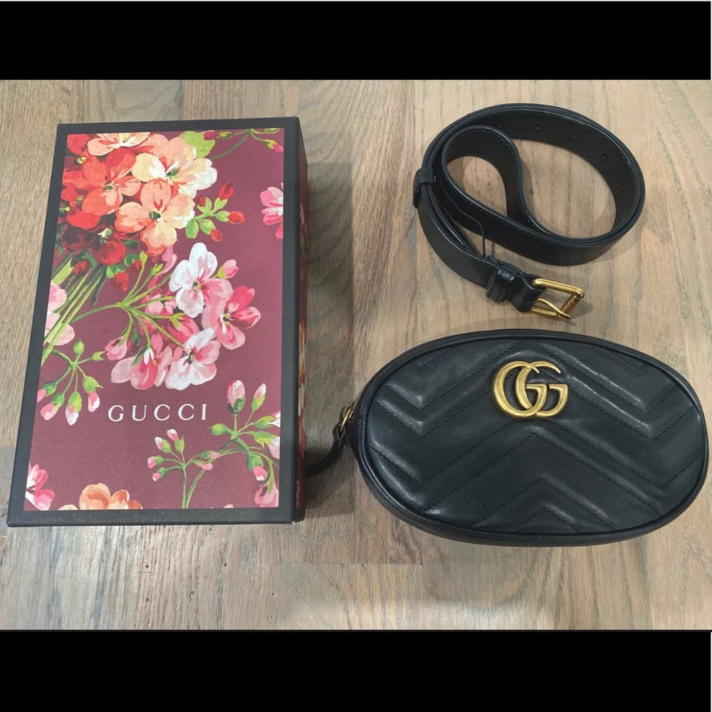 “Gucci Chevron GG Marmont Matelasse Belt Bag”